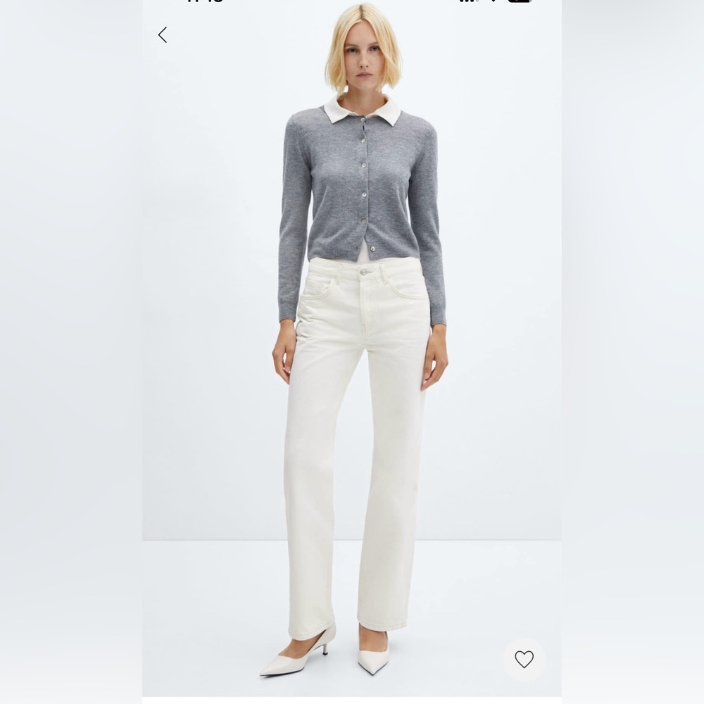 Mango white midrise straight jean color Ecru